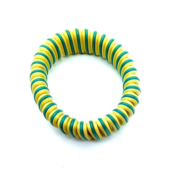 Vintage Telephone Wire Stretch Bracelet, Retro Upcycled Bangle MCM Flair - Picture 4 of 5